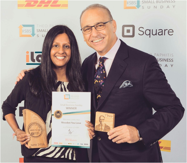 In 2018, I won a 'Small Business Sunday' award with Theo Paphitis