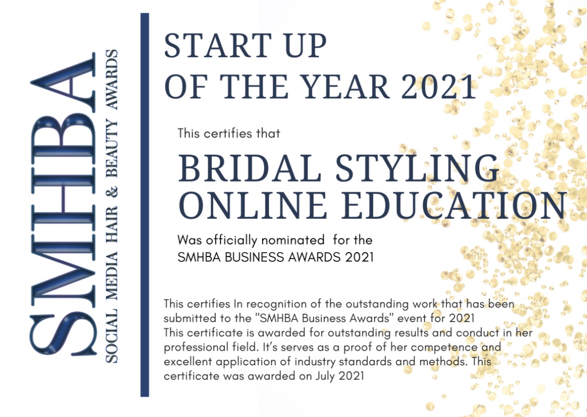 Top 10 in Europe for business start-up of the year with Siren Bridal Styling Online Education 