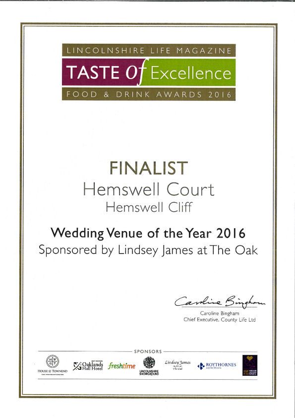 Taste of Excellence Wedding Venue of the Year Finalist