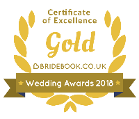 Bridebooks Certificate of Excellence. Gold Award in the wedding awards 2018