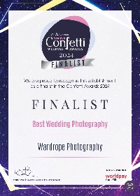 Finalist in the confetti awards for best wedding photographer-2023