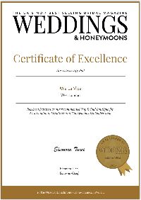 Weddings & Honeymoons certificate of Excellence 