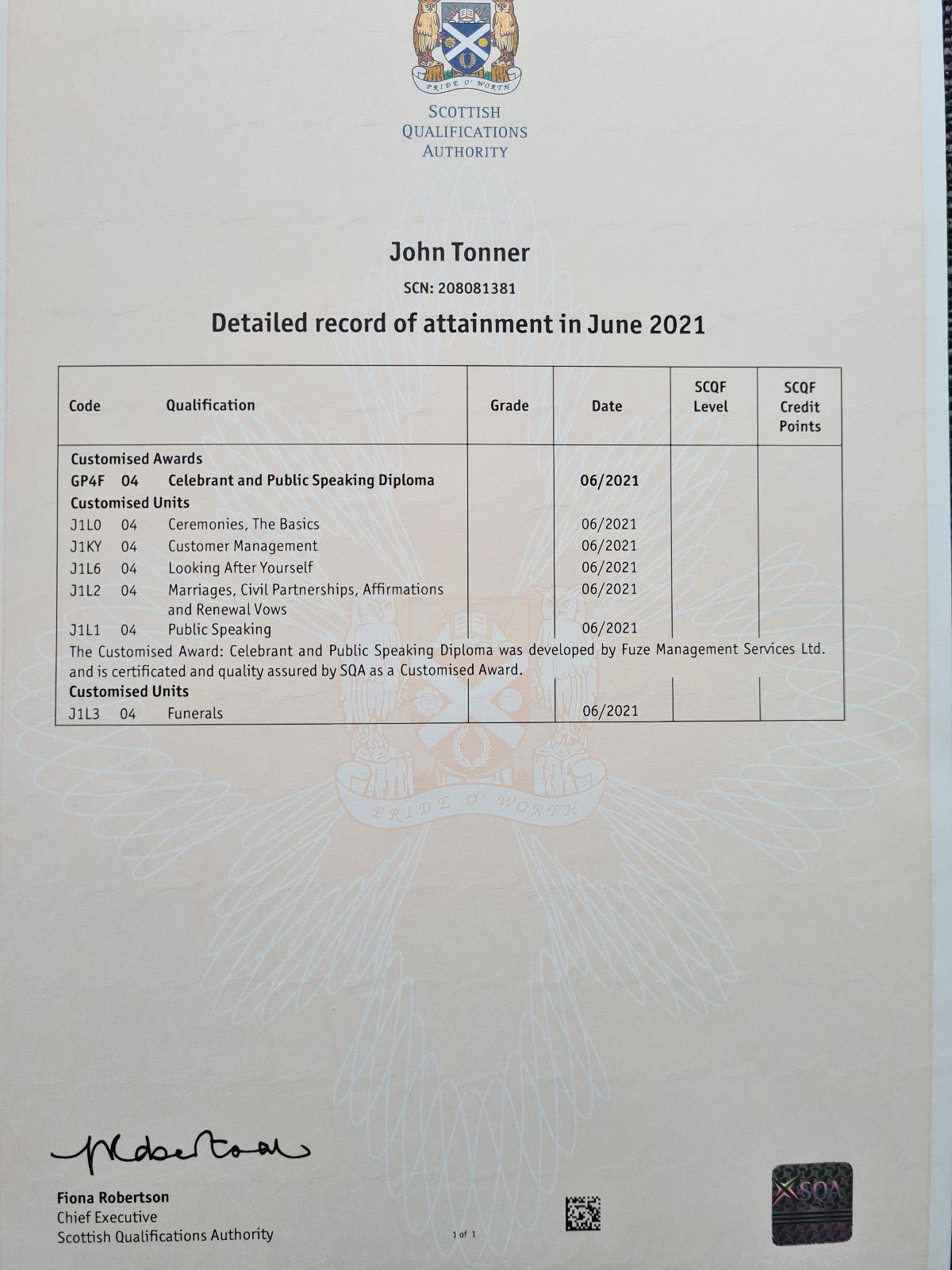 Diploma in Celebrant, Public Speaking, Funerals, Legal Marriages, Civil Partnerships, Affirmation of Vows, Customer Service and Ceremony Structure 