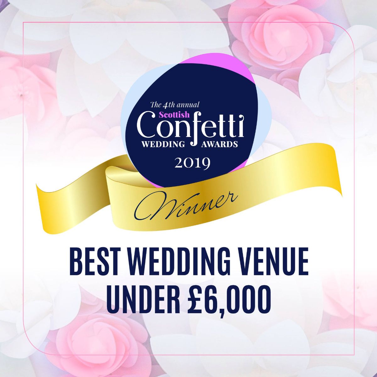 Confetti Award Winner 2019 - Best Wedding Venue under £6,000