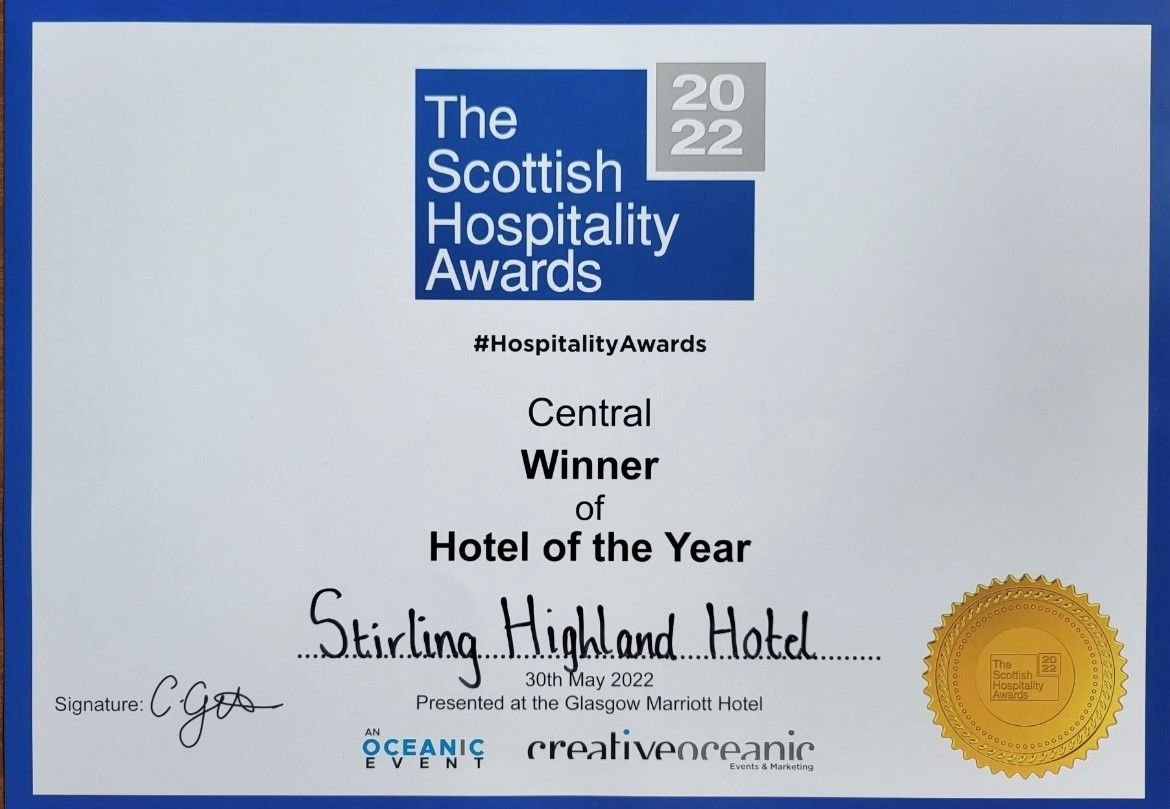 Winner of 'Hotel of the Year' in The Scottish Hospitality Awards 2022