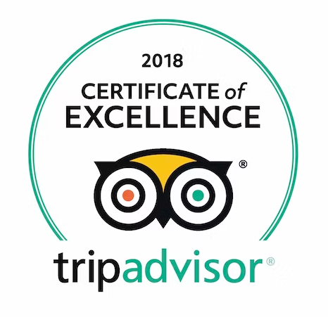 TripAdvisor Certificate of Excellence 2013, 2014, 2015, 2016, 2017, & 2018