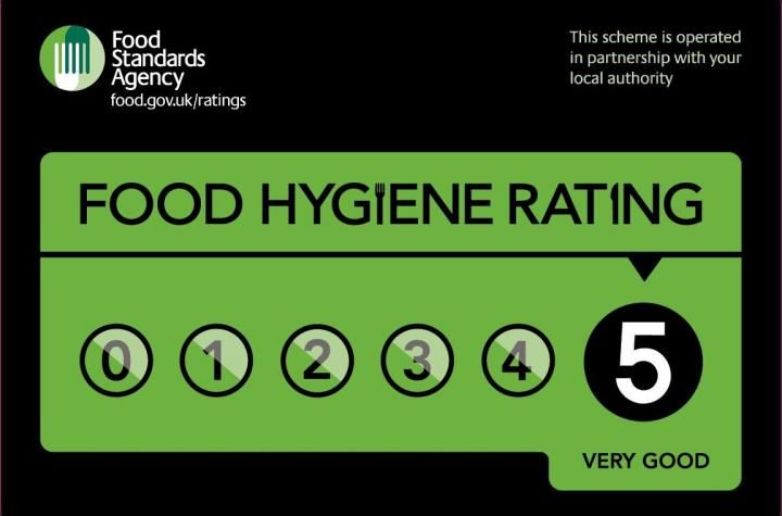 5 star food hygiene rating from the Food Standards Agency