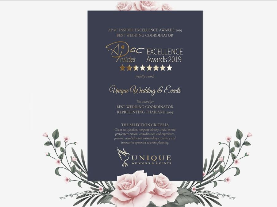 AWARD FOR BEST WEDDING COORDINATOR 2019