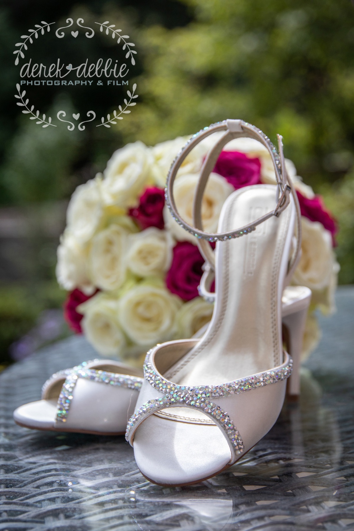 Love is in the details, bridal shoes and bouquet