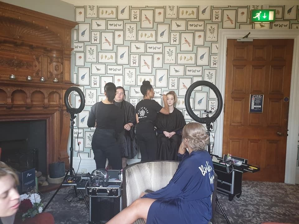 Bride and Bridesmaids preparation in our Oak Room on the big day.