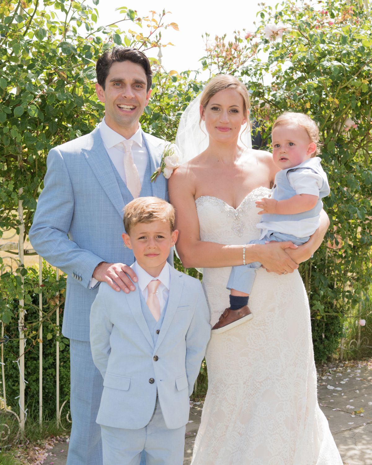 Bride Groom and two children.