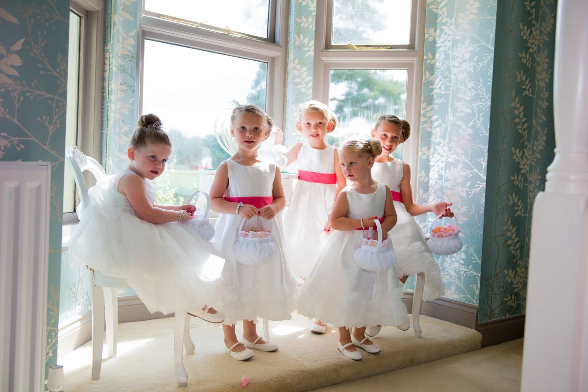 Flower girls Southdowns Manor in Hampshire Wedding Photographer - outside wedding venue
