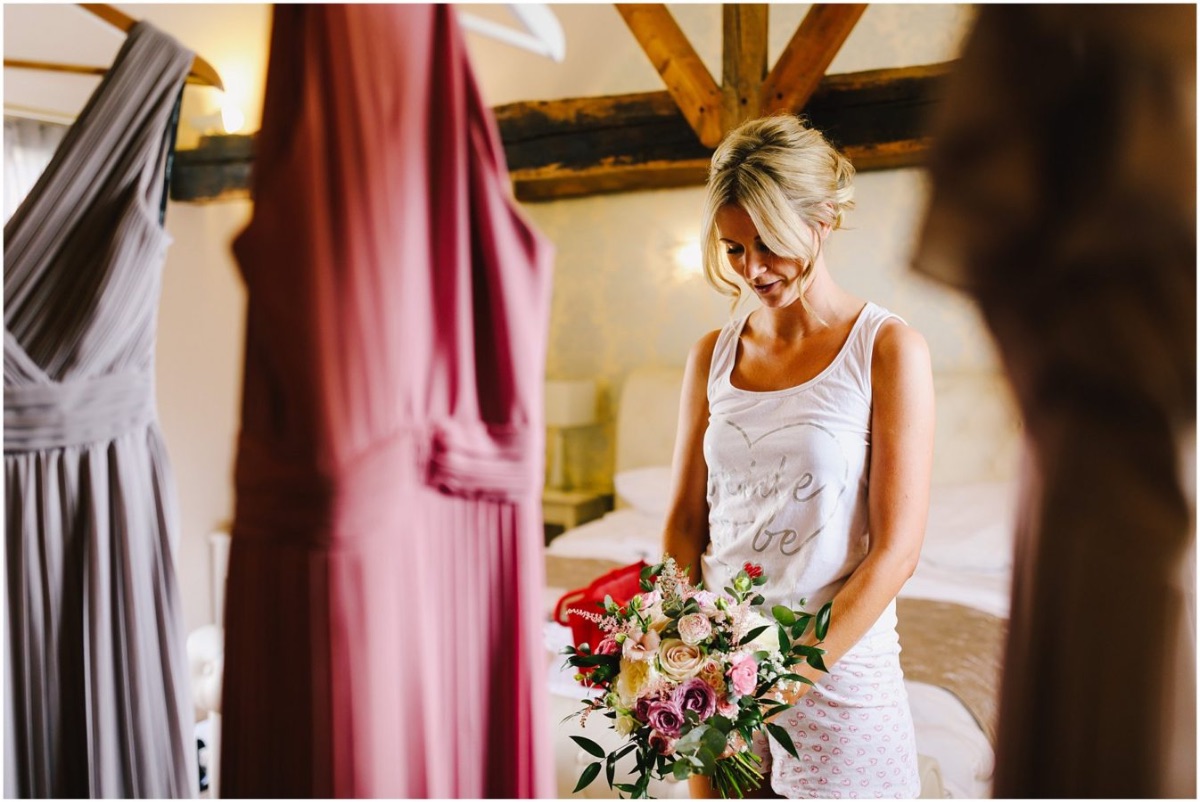 Preparing in the bridal suite with all of the girls