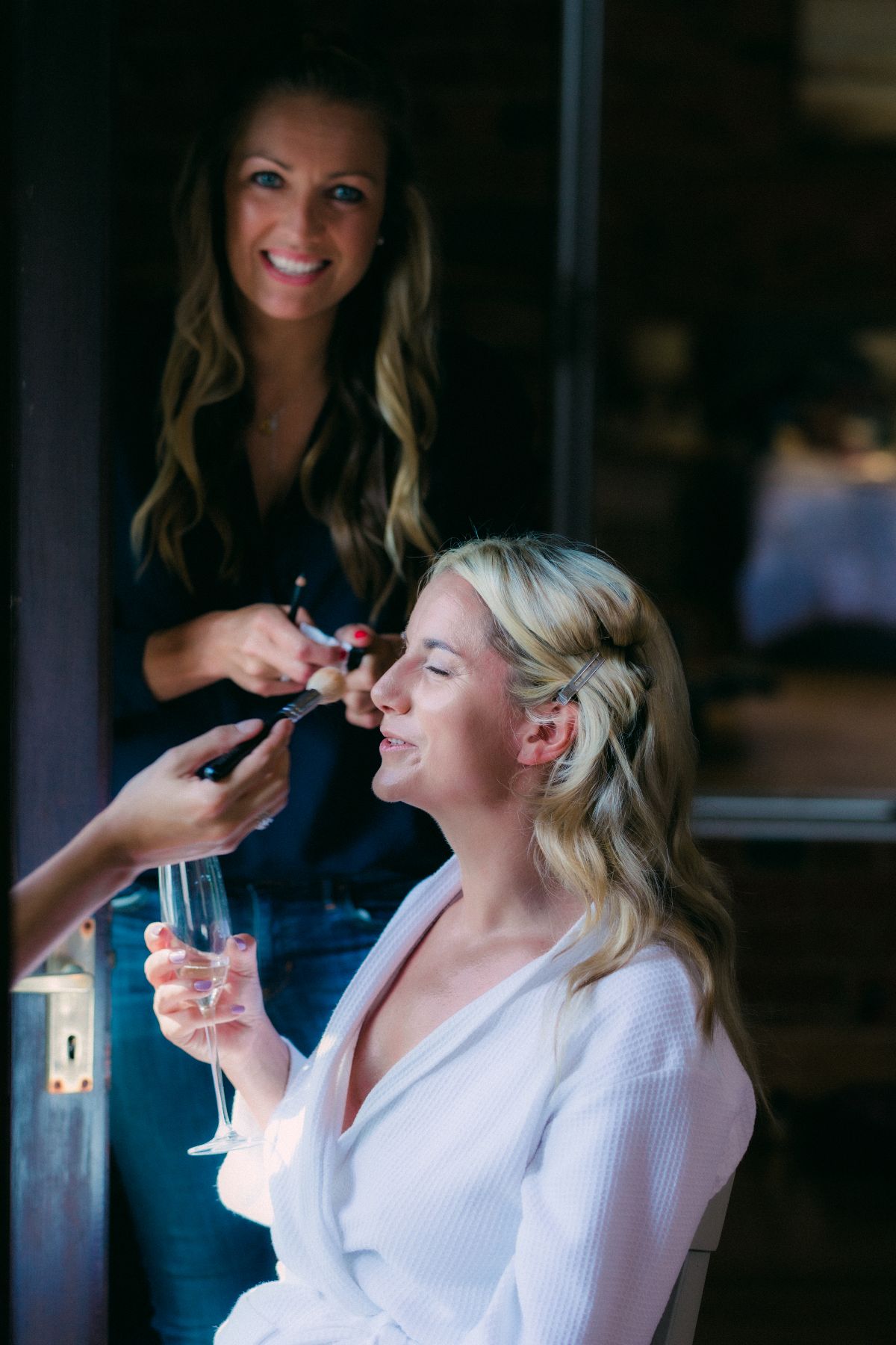 Bride getting ready with the Bridesmaid.