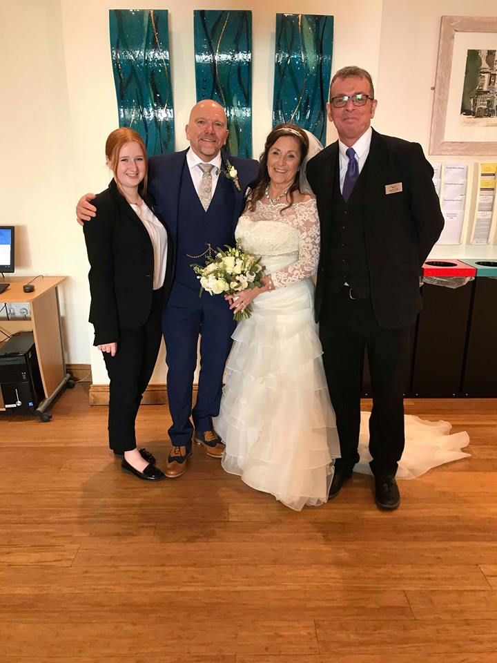 Wedding Coordinator Kat with the bride and groom & Graeme the Duty Manager 