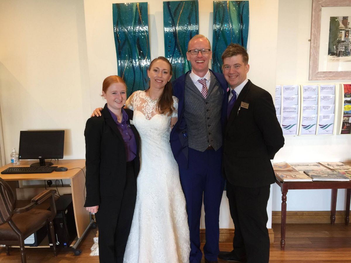 Andy, Operations Manager with Kat, Wedding Coordinator and the happy couple! 