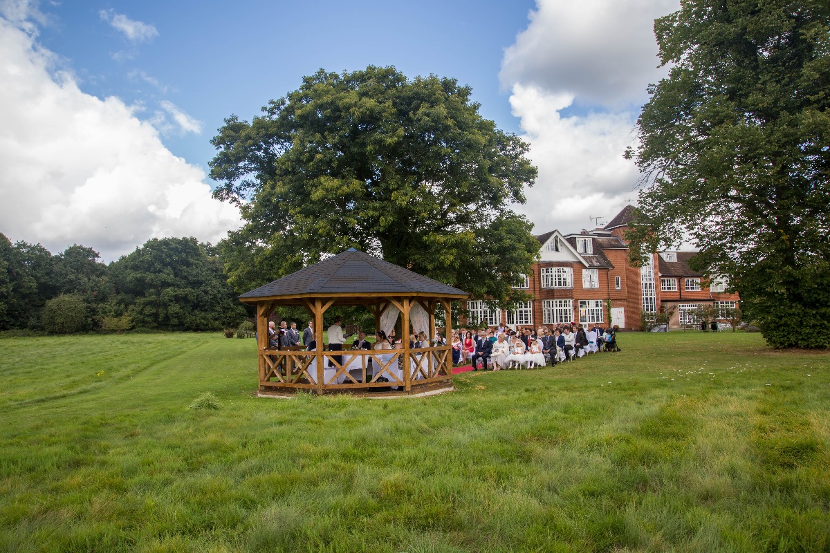Wedding Ceremony in the Wedding Pavilion at Grovefield House