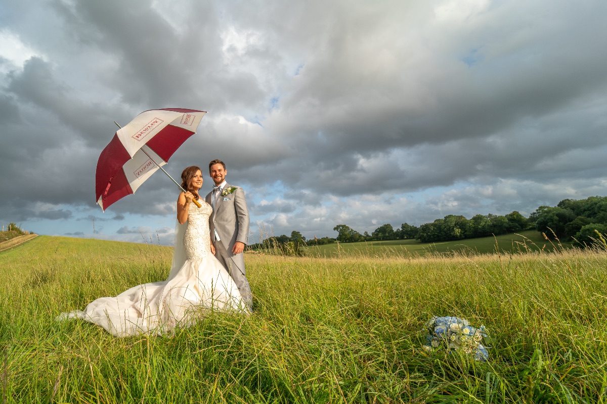 Herons Farm wedding umbrella required for drizzle