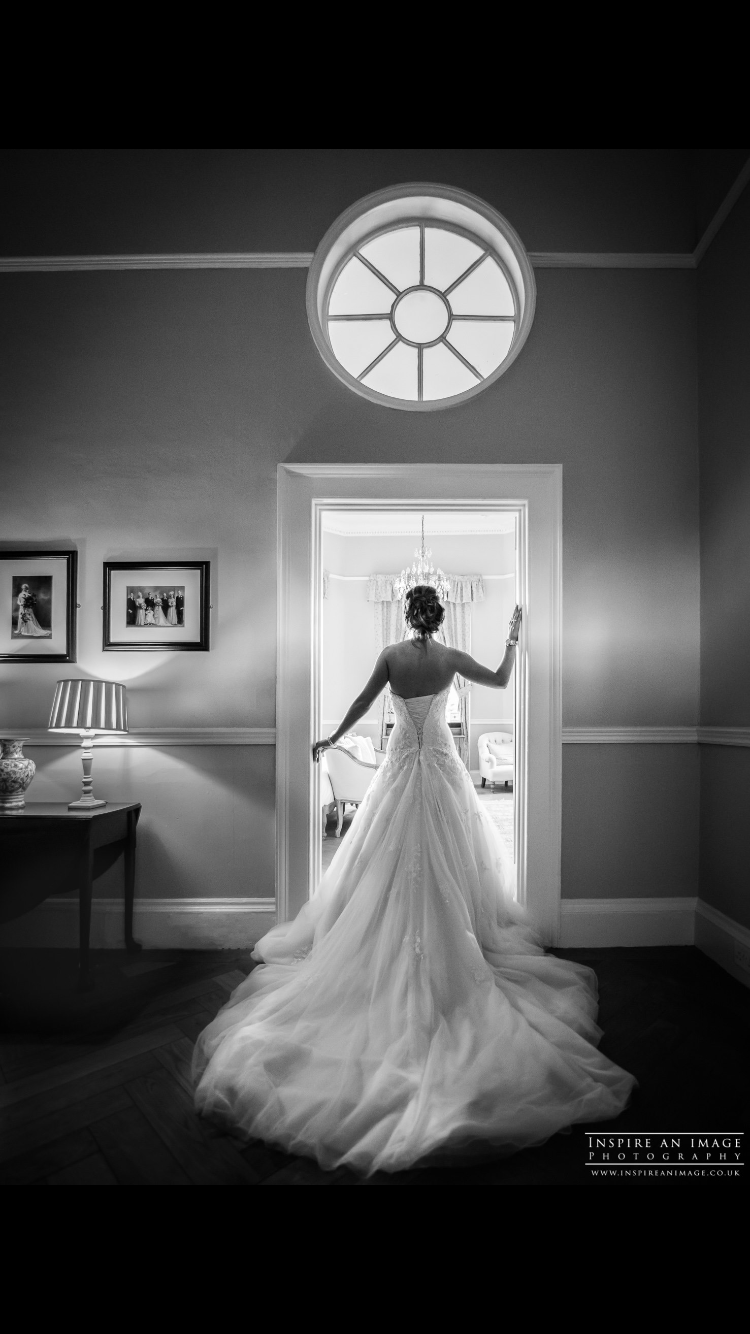 A professional photo of the bridal suite and the back of my dress