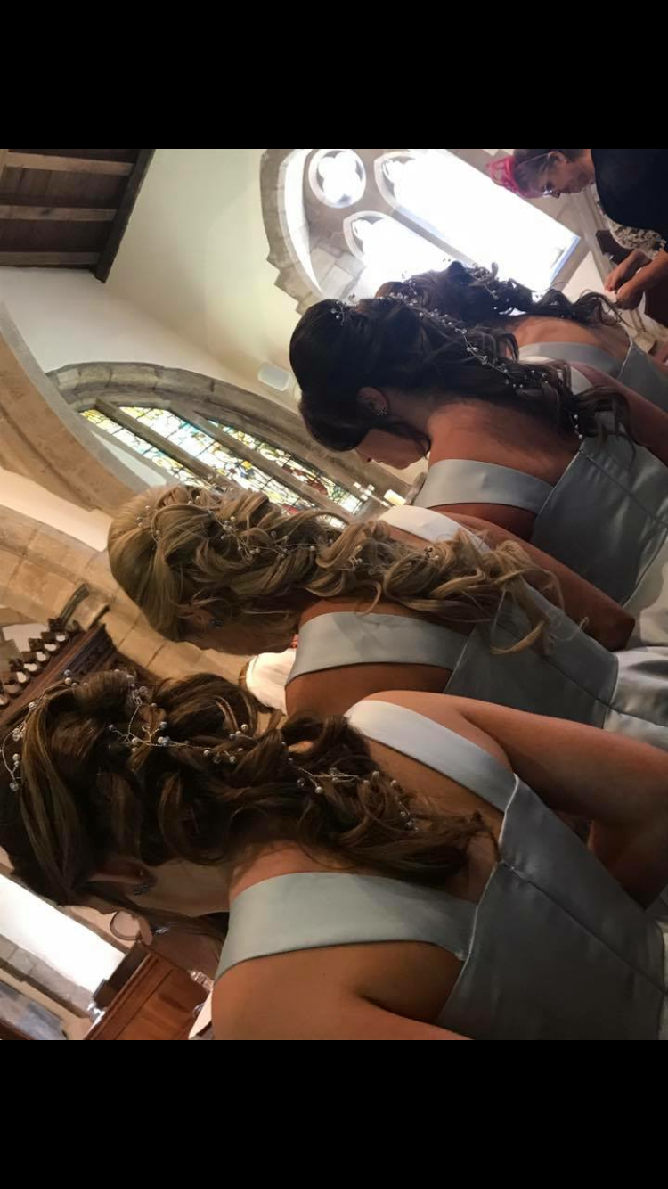 The bridesmaid hairstyle. A soft plait with hair vine running through