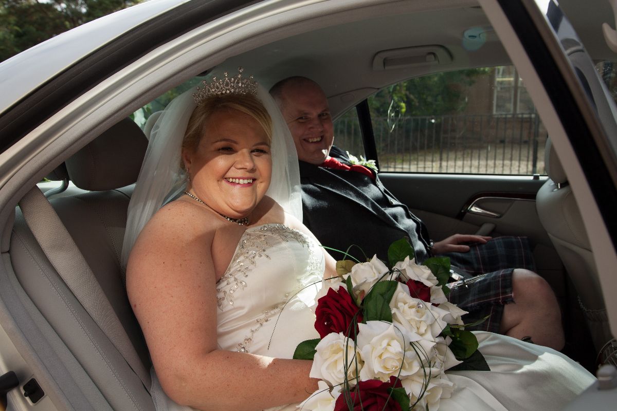 In the car after the ceremony