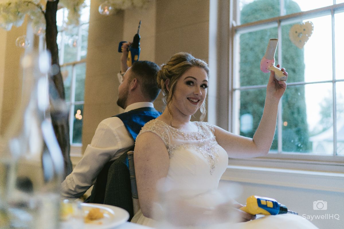 Norwood Park Wedding Photography - A little game of Mr and Mrs during the wedding speeches
