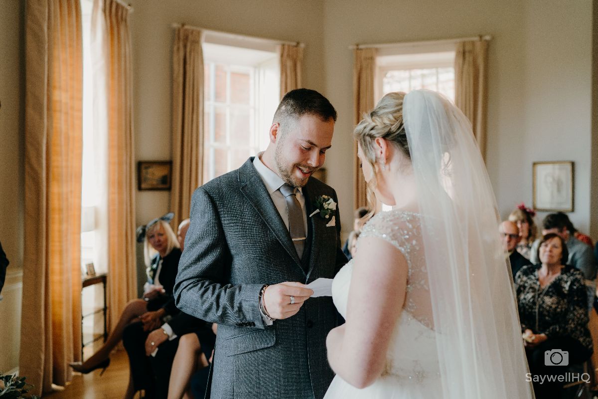 Norwood Park Wedding Photography - Groom saying his wedding vows