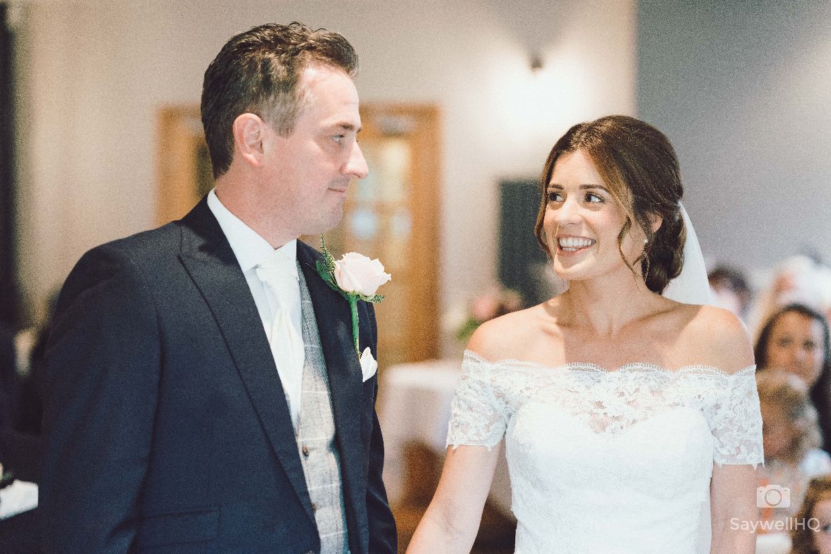 Chequers Inn Wedding Photography -Bride and Groom during the wedding ceremony