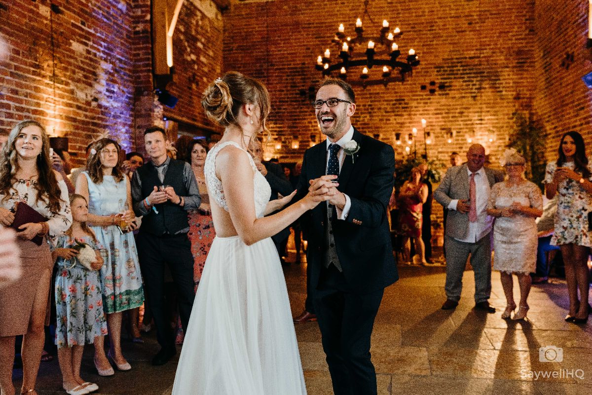 Hazel Gap Barn Wedding Photography - Bride and Groom first dance