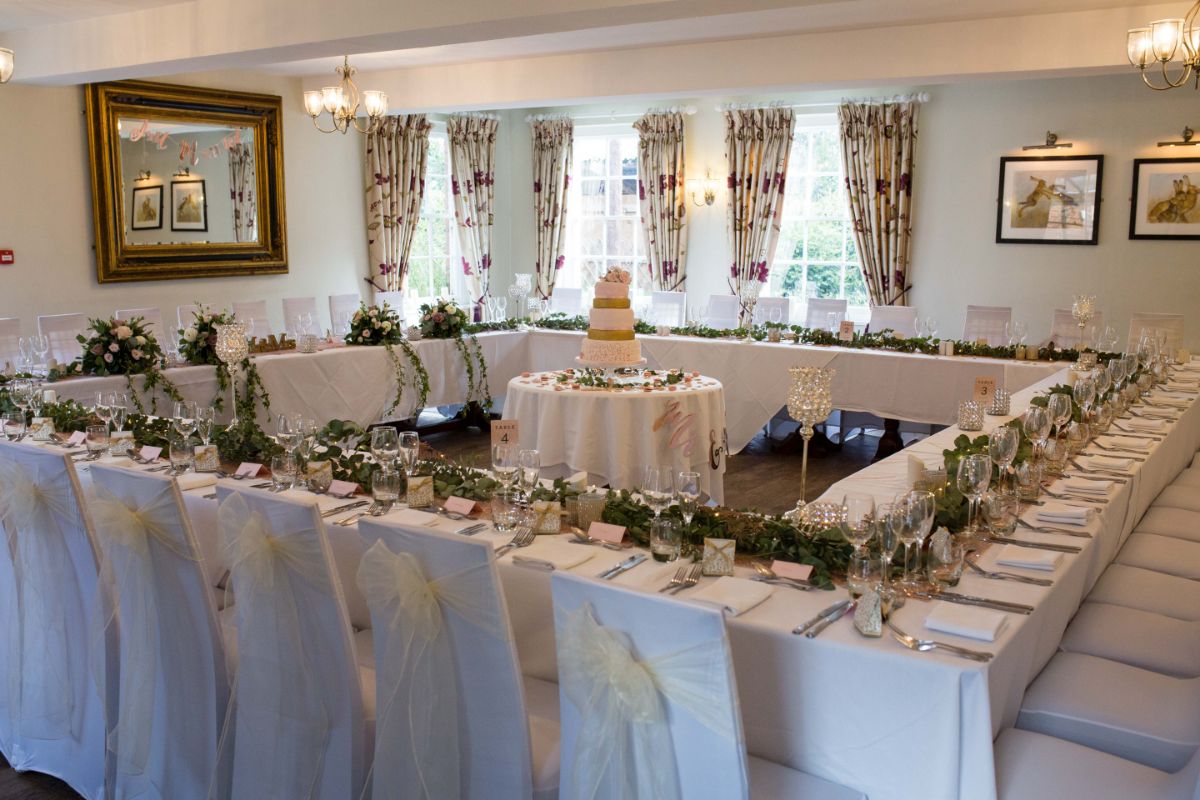 Mermaid Suit all set up for the wedding breakfast for 40 people. 