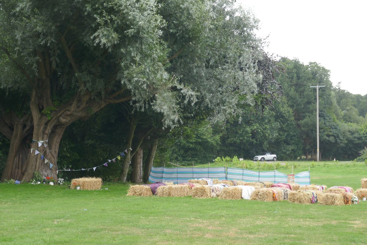 Seating on Bales ready for ceremony