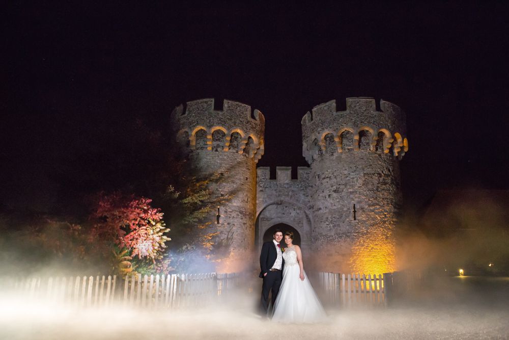 Bride and Groom in front of the Castle.