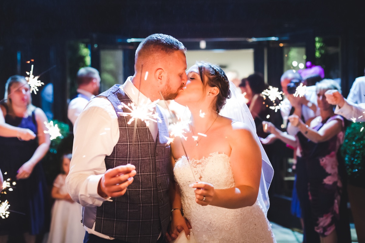 Wedding sparkler exit photography