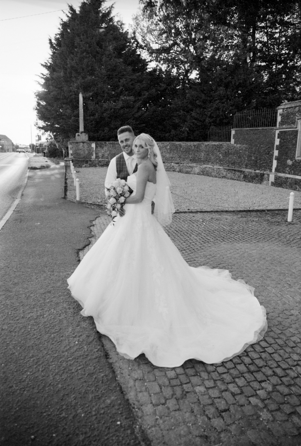 Black & white film wedding photography at the Ffolkes, Kings Lynn.
