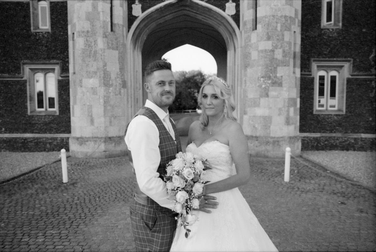 Black & white film wedding photography at the Ffolkes, Kings Lynn.