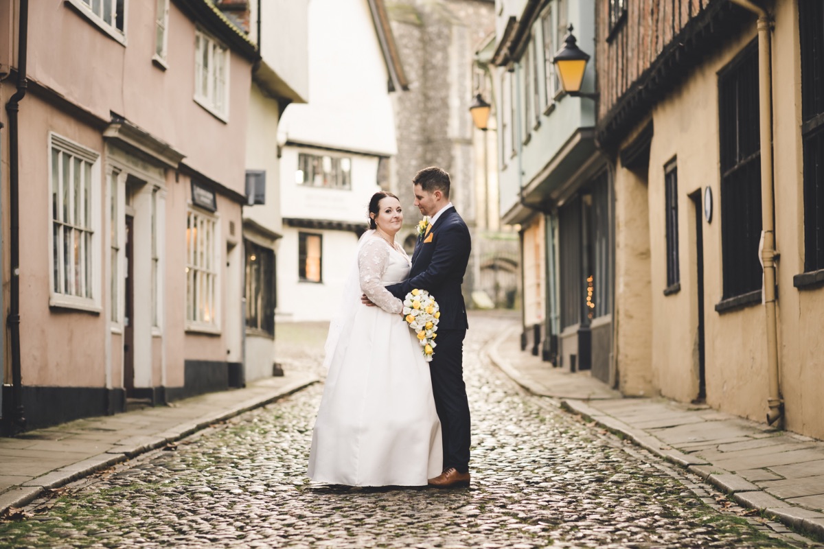 Elm Hill in Norwich is a must for wedding photos!