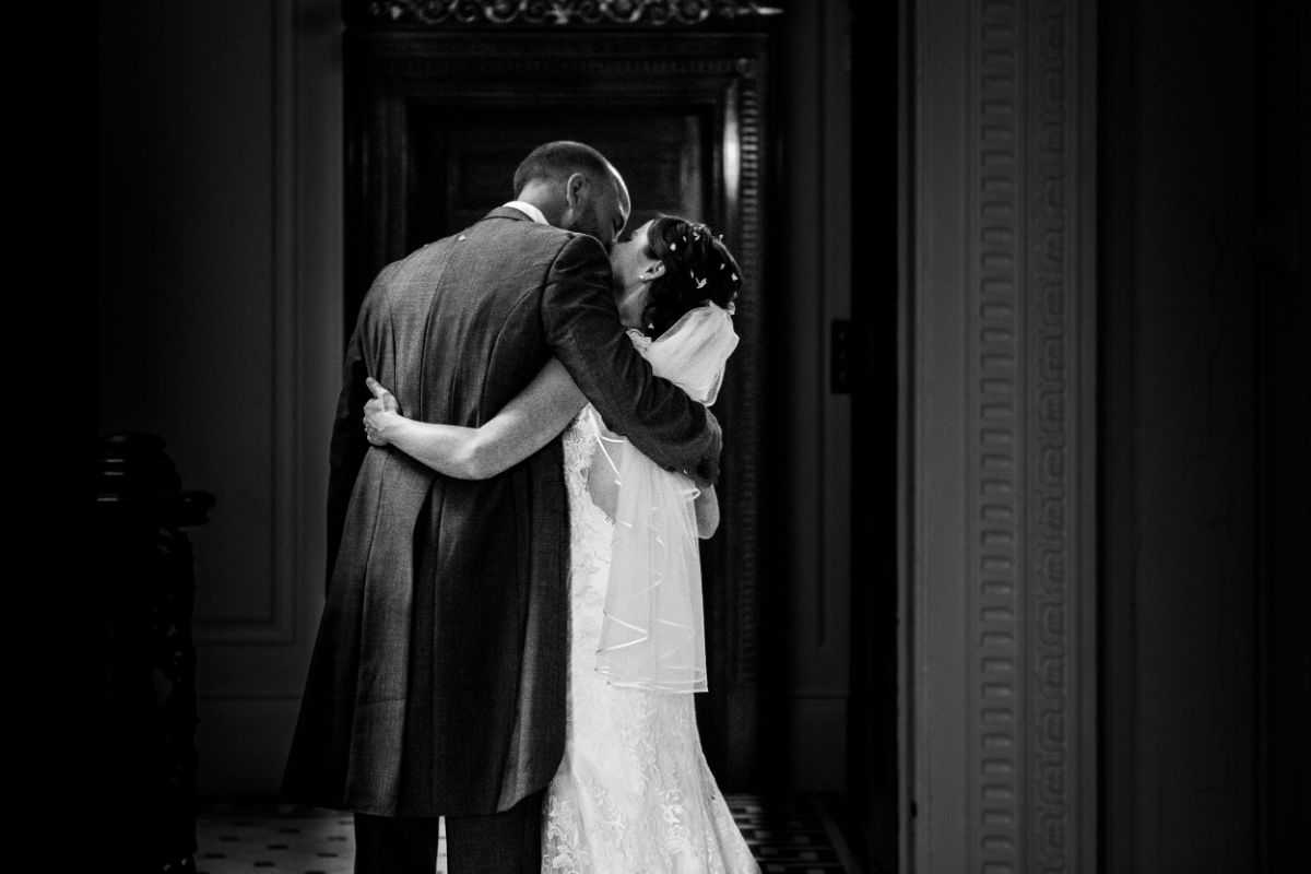 Bride and Groom share an intimate moment of peace moments after they have been named husband and wife at The Mount Ephraim Gardens