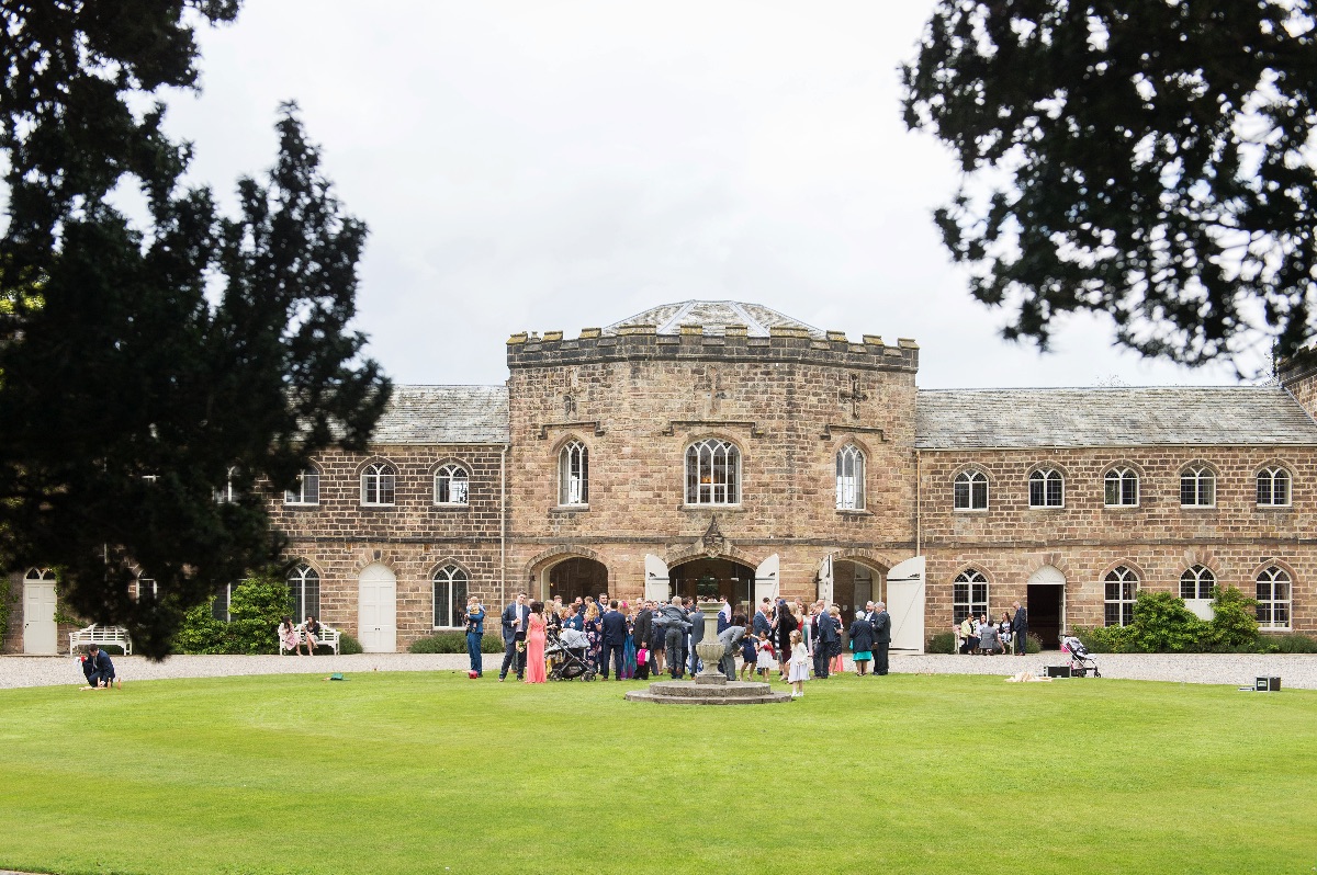 Guests outside the East Wing at Ripley Castle