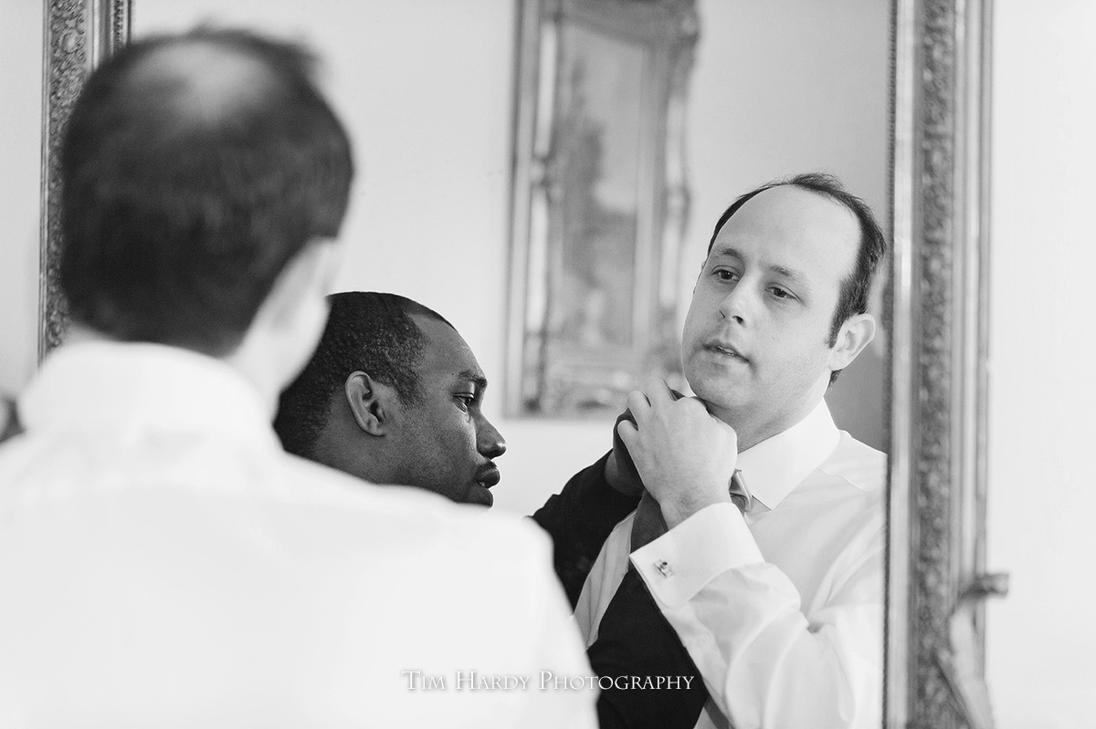 Groom getting ready