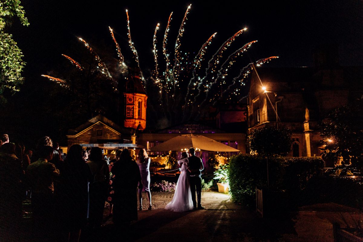 Perfect end to a perfect celebration, fireworks picture framed by our original restored bell tower and the manor itself 