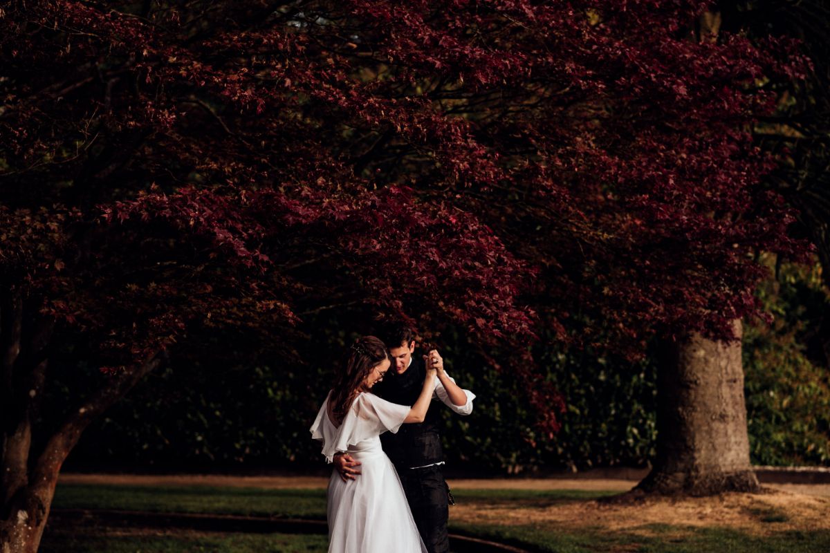 Perfect backdrop of our beautiful Acer trees for our happy couple sharing some 