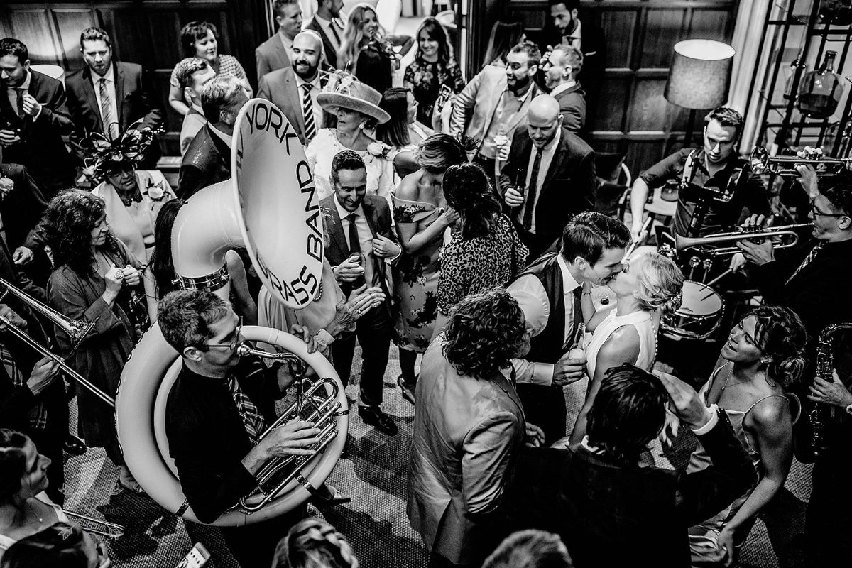 New York Brass Band smashing the drinks reception 