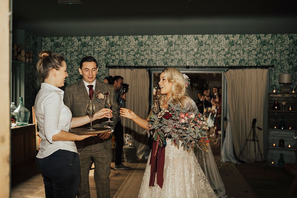 A celebratory glass of fizz for the newlyweds! 