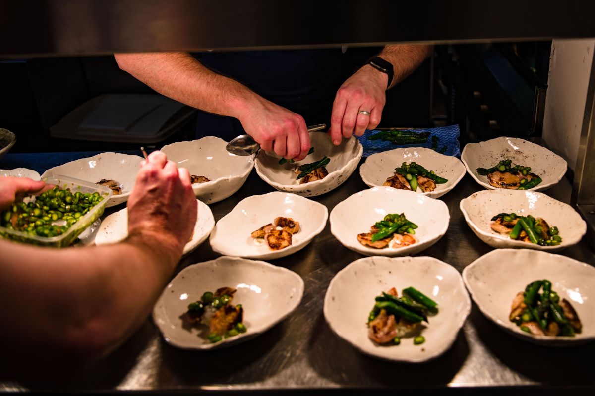 Chef and his team, grafting hard 