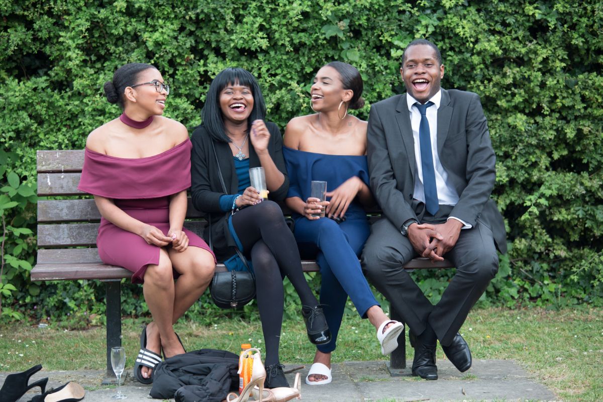 A candid moment at Chris and Angela