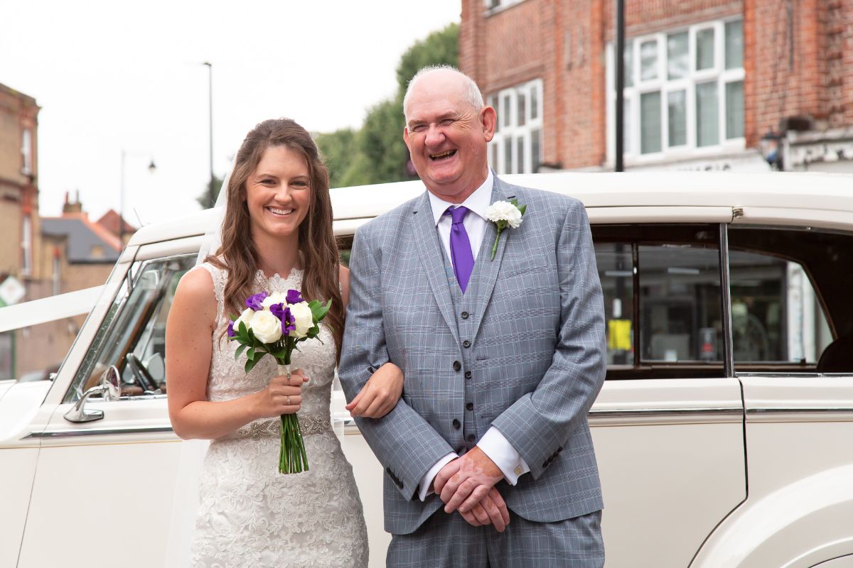 The Bride and her Father arriving at the church