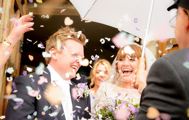 It may be raining, but that doesn't stop the confetti shot!