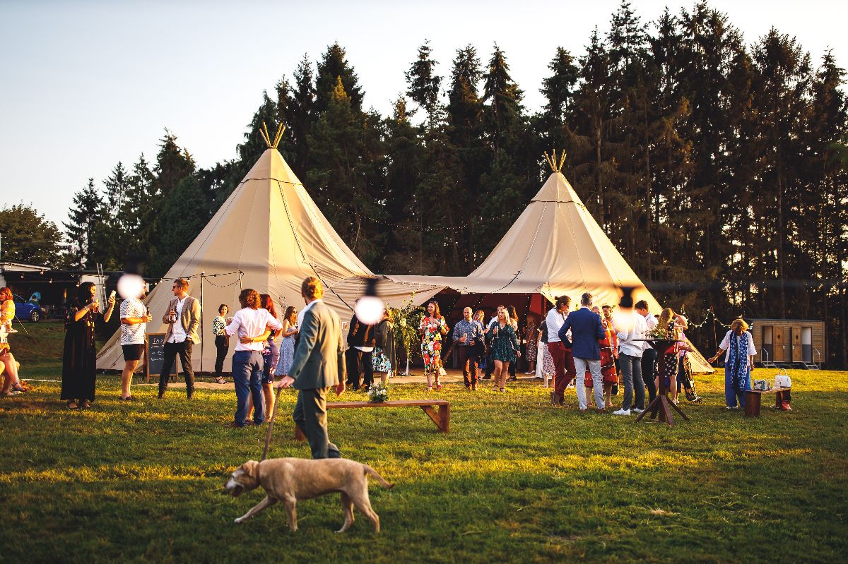 two-hat tipi wedding