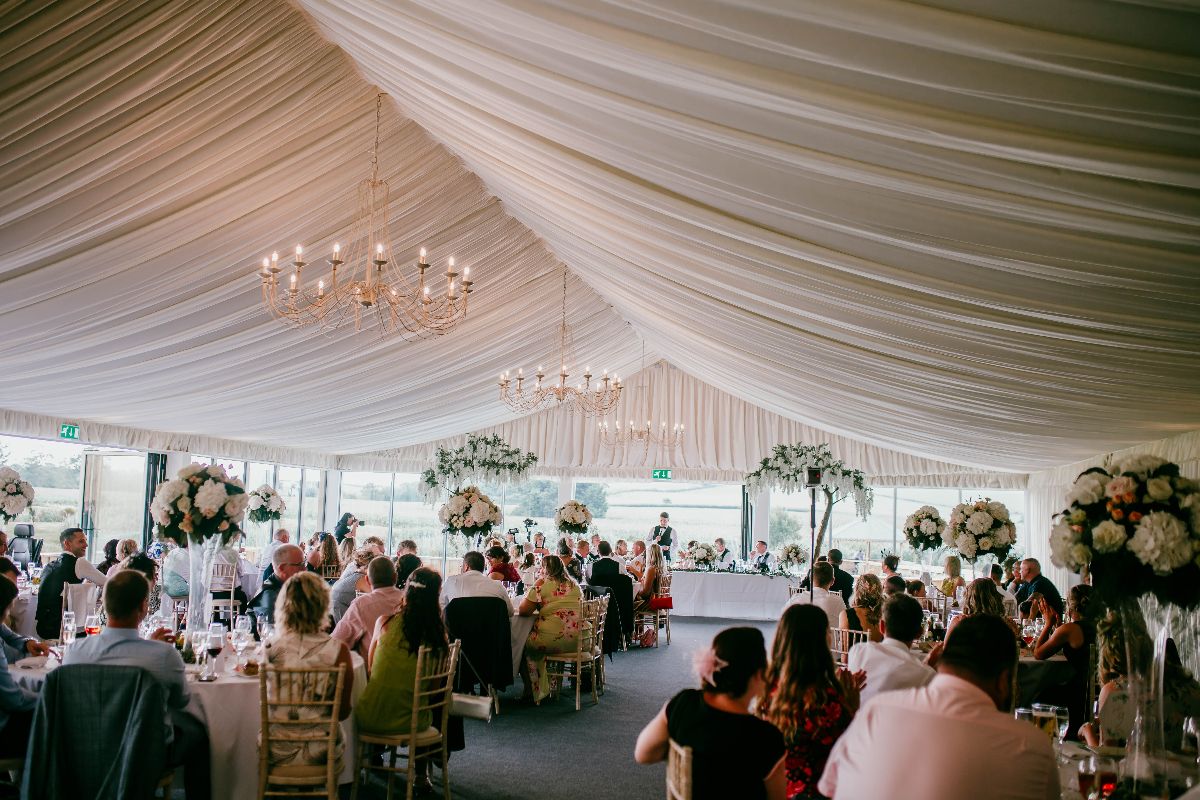 Your Wedding Breakfast and speeches in Meadow Barn at #QuantockLakes