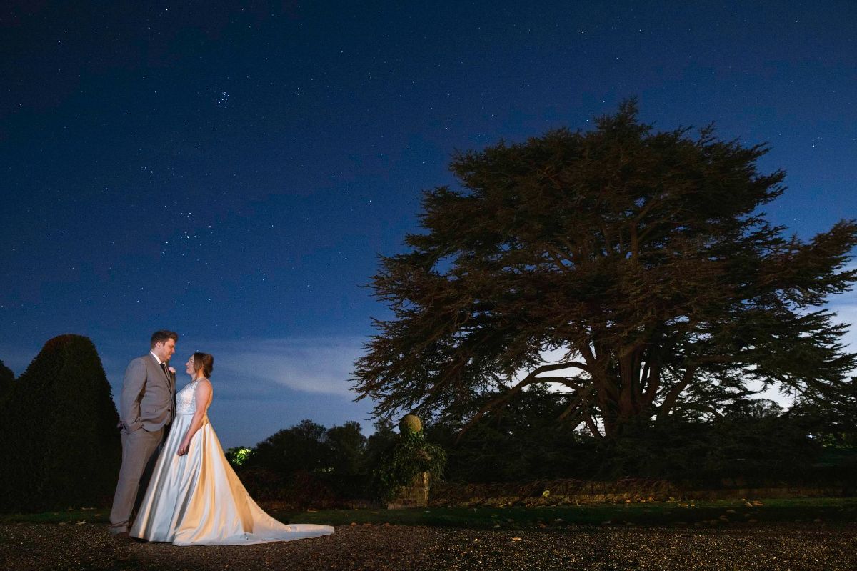 bride groom romantic starry night moment hanbury manor grounds ware hertfordshire oxford wedding photography